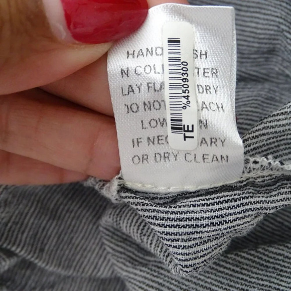 Ellison Stripe Button-Up Cropped Top Black/Blue Women Size S Short Sleeve FLAW - Picture 9 of 11